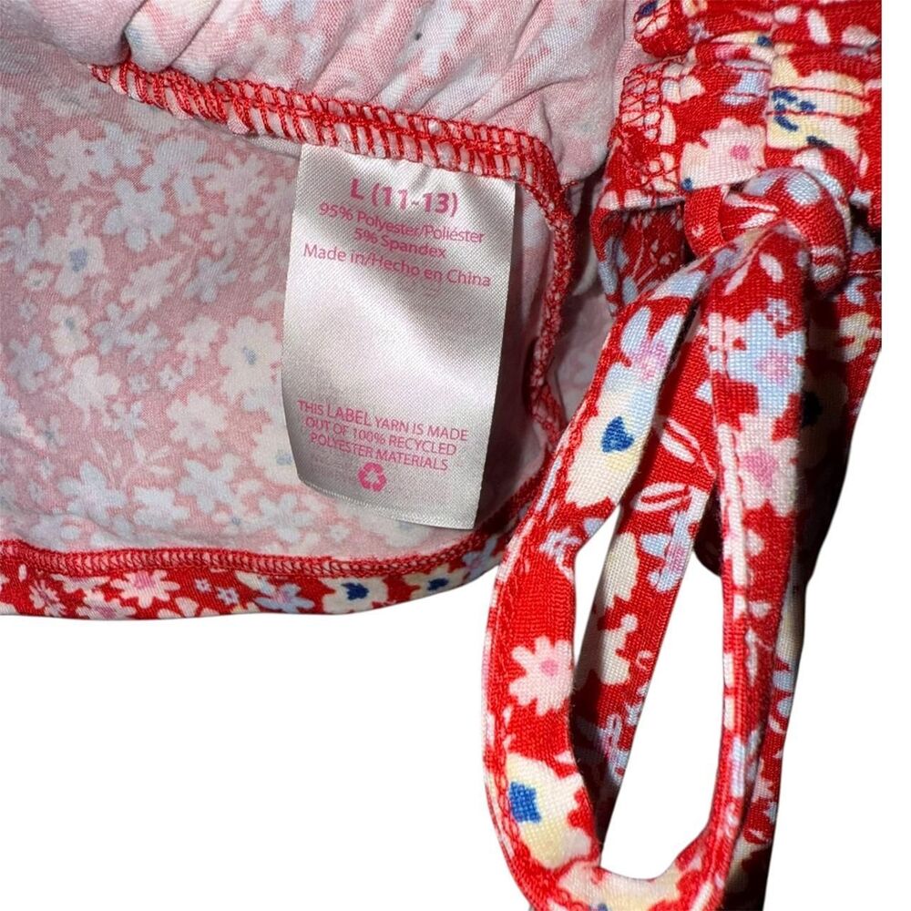 No Boundaries Red Ditsy Floral Ruched Cami Adjustable Straps Tie Front Women’s 6 - Picture 6 of 6